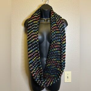 Multicolor Knit Infinity Scarf Pride Rainbow Black Accessories Warm Winter
